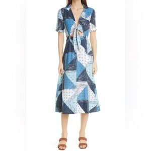 Staud Georgiana Blue Bandana dress NWOT size 8